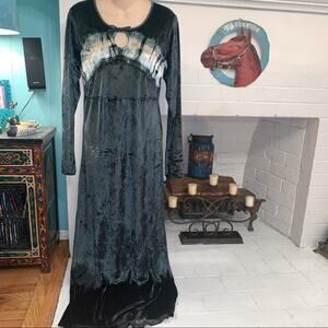 VINTAGE 90’s NWT UNWORN CRUSHED VELVET MAXIDRESS M